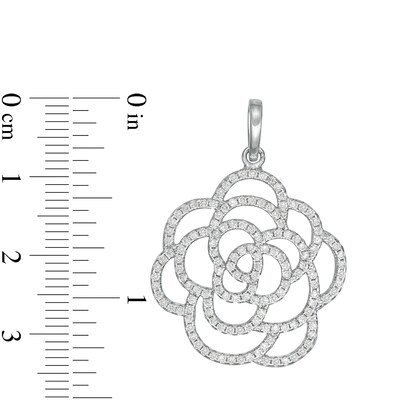 Cubic Zirconia Open Flower Outline Charm in Sterling Silver