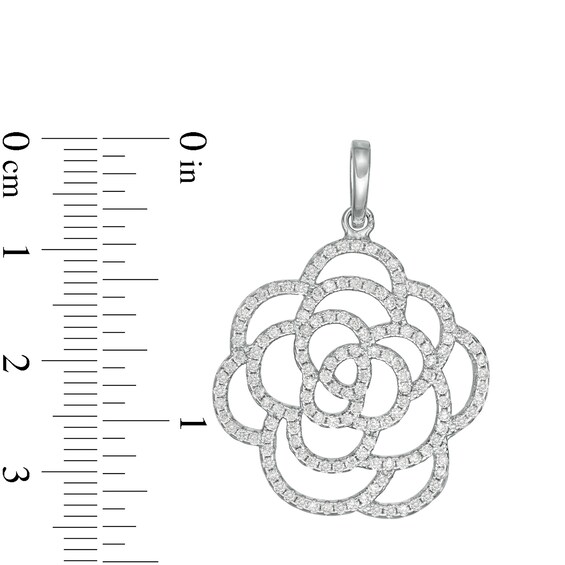 Cubic Zirconia Open Flower Outline Charm in Sterling Silver