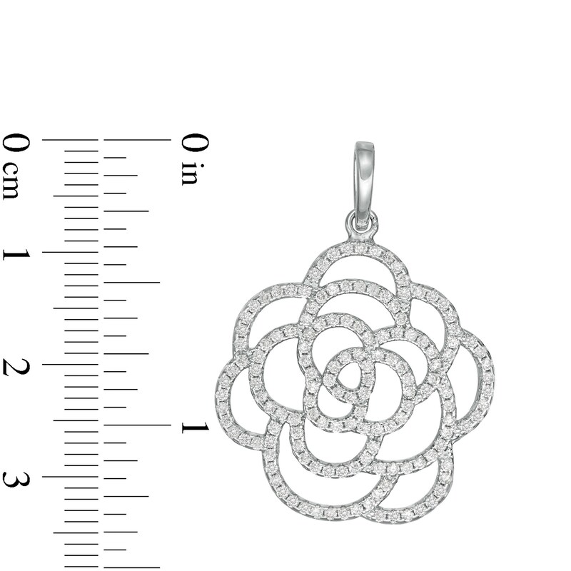 Cubic Zirconia Open Flower Outline Charm in Sterling Silver
