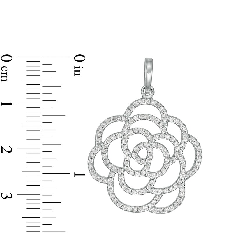 Main Image 2 of Cubic Zirconia Open Flower Outline Charm in Sterling Silver