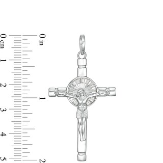 Baguette Cubic Zirconia Crucifix Charm in Sterling Silver