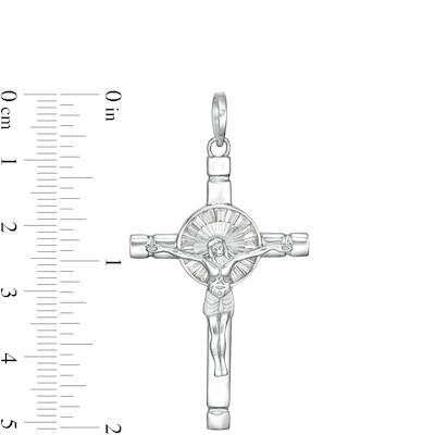 Baguette Cubic Zirconia Crucifix Charm in Sterling Silver