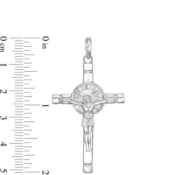 Baguette Cubic Zirconia Crucifix Charm in Sterling Silver