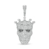 Thumbnail Image 1 of Black and White Cubic Zirconia Skull with Crown Necklace Charm in Sterling Silver