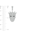 Thumbnail Image 2 of Black and White Cubic Zirconia Skull with Crown Necklace Charm in Sterling Silver