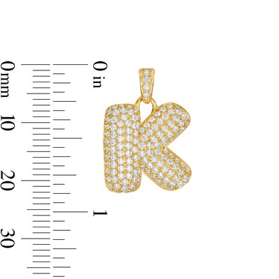 10K Gold CZ Puffed "K" Necklace Charm