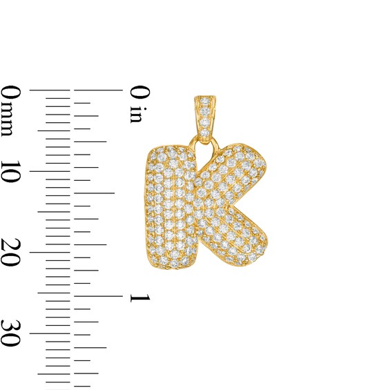 10K Gold CZ Puffed "K" Necklace Charm