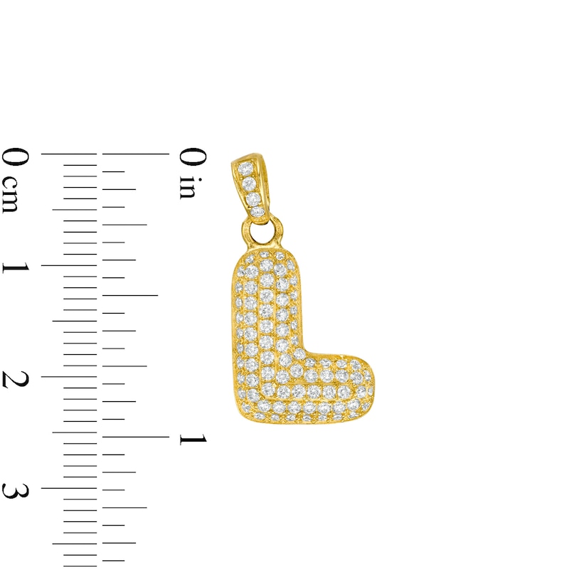 Main Image 2 of Cubic Zirconia "L" Puff Block Initial Necklace Charm in 10K Gold