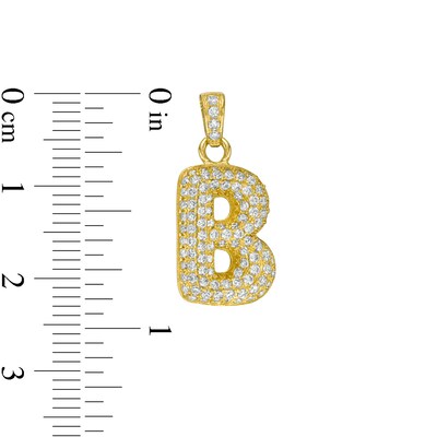 10K Gold CZ Puffed "B" Necklace Charm