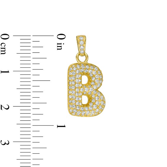 10K Gold CZ Puffed "B" Necklace Charm