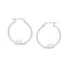 Thumbnail Image 0 of Sideways Oval Cubic Zirconia Solitaire 25mm Tube Hoop Earrings in Sterling Silver