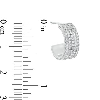 Cubic Zirconia Multi-Row J-Hoop Earrings in Sterling Silver