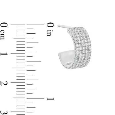 Cubic Zirconia Multi-Row J-Hoop Earrings in Sterling Silver