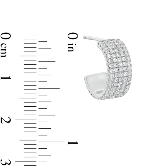 Cubic Zirconia Multi-Row J-Hoop Earrings in Sterling Silver