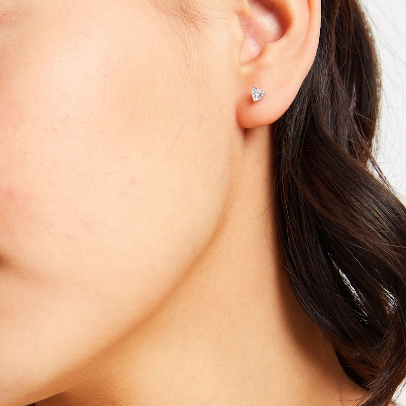 Main Image 3 of Solid Sterling Silver CZ Heart Stud Set