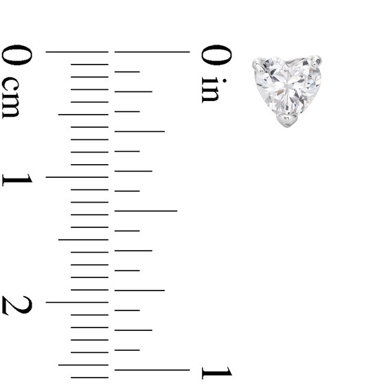 Solid Sterling Silver Graduated CZ Heart Three Pair Stud Earrings Set