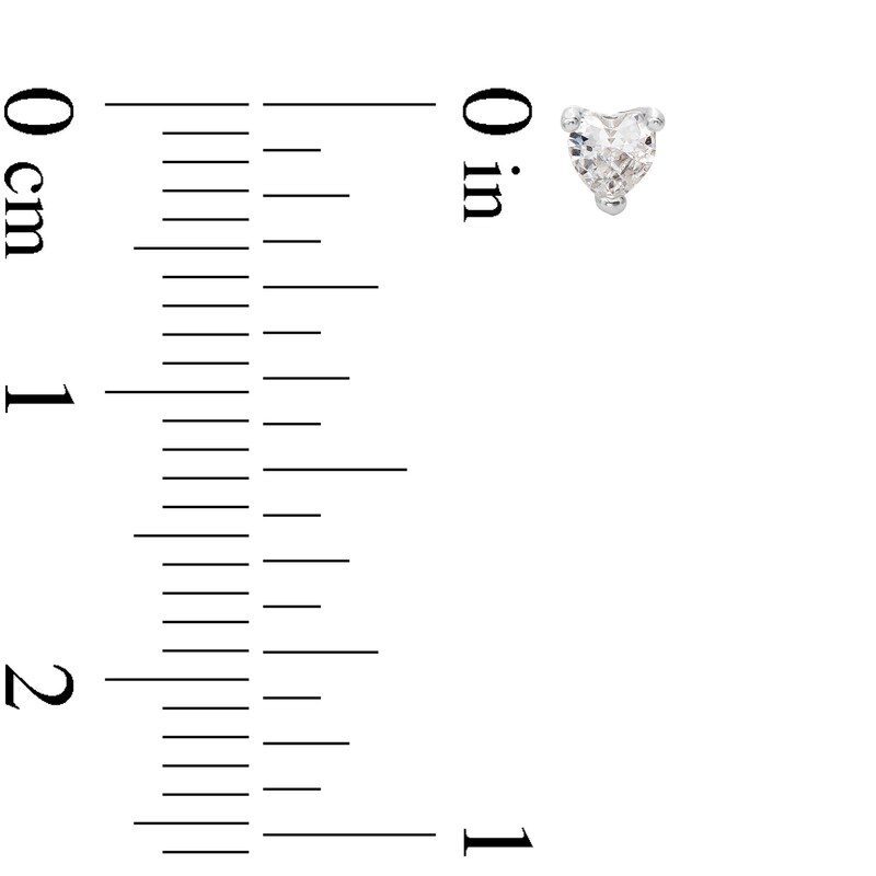 Main Image 7 of Solid Sterling Silver CZ Heart Stud Set