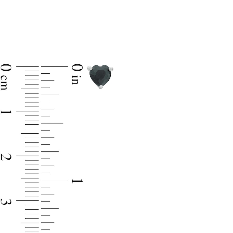 Heart-Shaped Black Cubic Zirconia Graduated Three Pair Stud Earrings Set in Sterling Silver