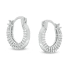 Thumbnail Image 1 of Cubic Zirconia Double Row Outside Edge 14mm Huggie Hoop Earrings in Sterling Silver