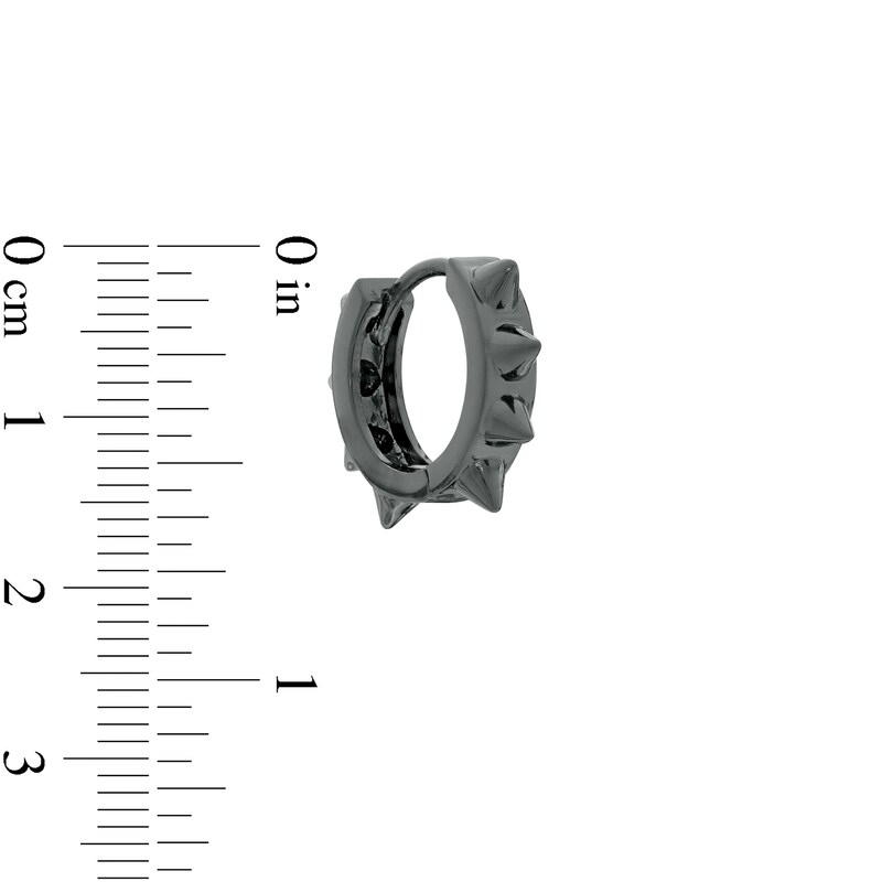 Main Image 2 of 20mm Spiked Huggie Hoop Earrings in Sterling Silver with Black Rhodium