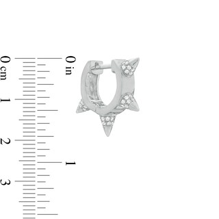 Cubic Zirconia Double Row Spiked 22mm Huggie Hoop Earrings in Sterling Silver