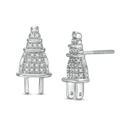 1/10 CT. T.W. Diamond Electrical Plug Stud Earrings in Sterling Silver