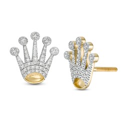 1/8 CT. T.W. Diamond Crown Stud Earrings in 10K Gold