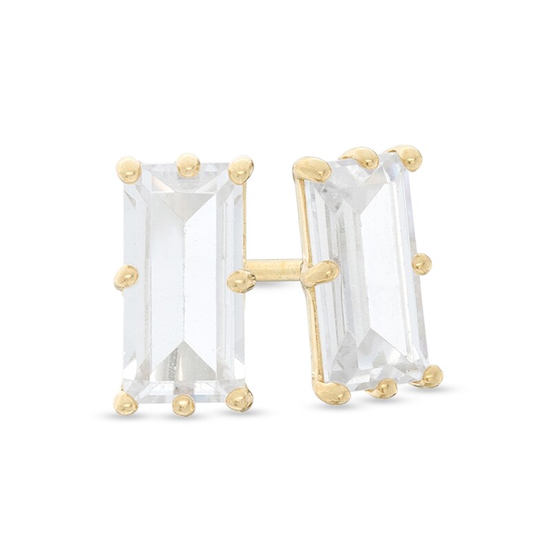 Baguette-Cut Cubic Zirconia Solitaire Stud Earrings in 10K Gold