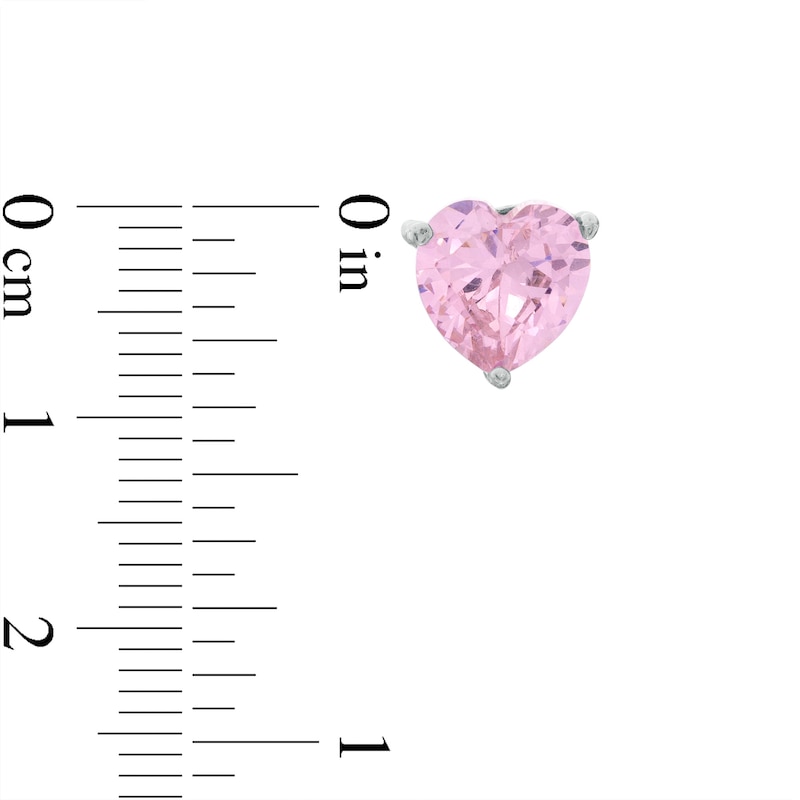 Main Image 2 of 8mm Heart-Shaped Pink Cubic Zirconia Solitaire Stud Earrings in Sterling Silver