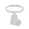 Thumbnail Image 1 of Cubic Zirconia Tilted Heart Dangle Ring in Sterling Silver - Size 7