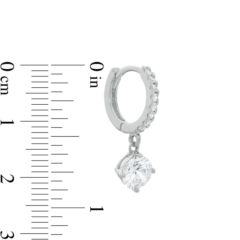 Main Image 2 of 6mm Cubic Zirconia Dangle 10mm Huggie Hoop Earrings in Sterling Silver