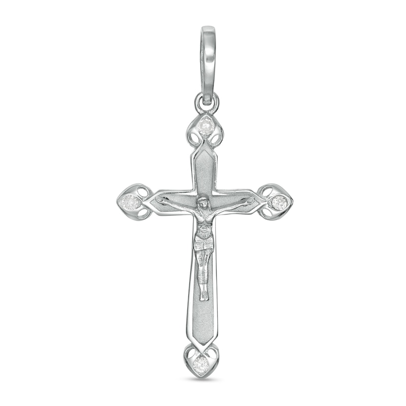 Cubic Zirconia Crucifix Charm in Sterling Silver