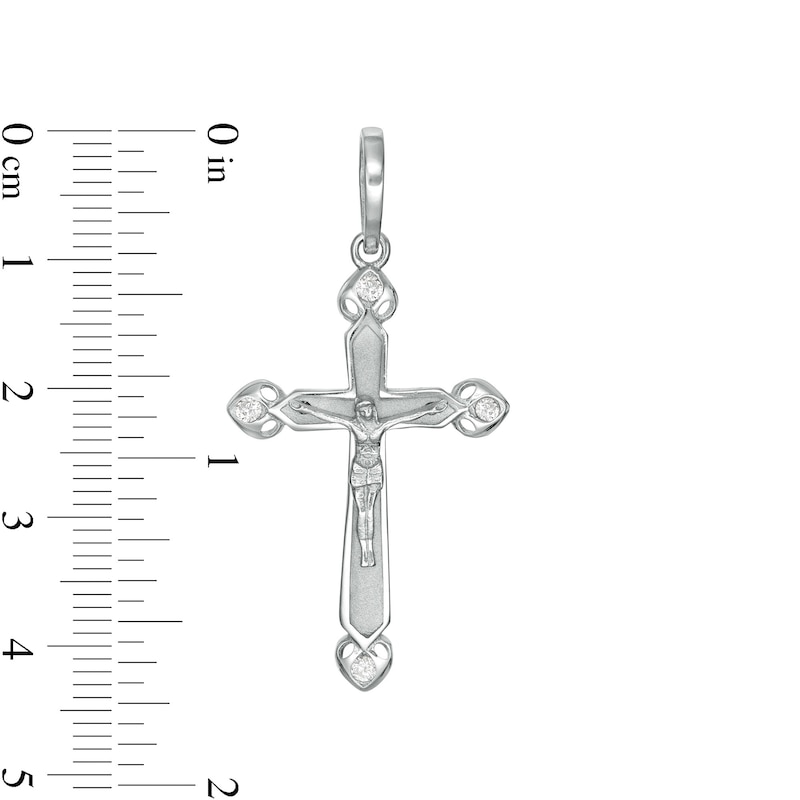 Cubic Zirconia Crucifix Charm in Sterling Silver
