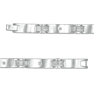 Cubic Zirconia Solitaire Station Link Bracelet in Sterling Silver - 8.5"