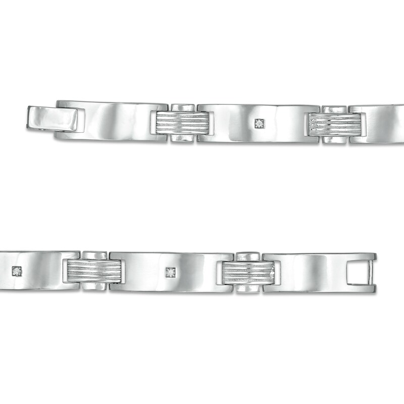 Cubic Zirconia Solitaire Station Link Bracelet in Sterling Silver - 8.5"
