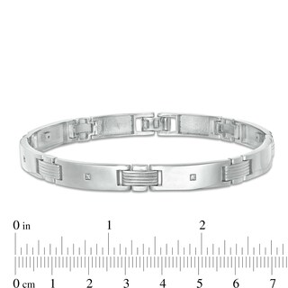 Cubic Zirconia Solitaire Station Link Bracelet in Sterling Silver - 8.5"