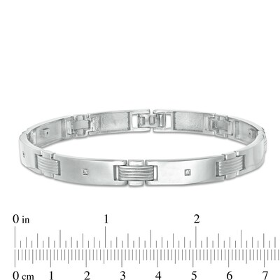 Cubic Zirconia Solitaire Station Link Bracelet in Sterling Silver - 8.5"