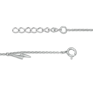Cubic Zirconia and Lightning Bolt Dangle Alternating Station Anklet in Sterling Silver - 10"