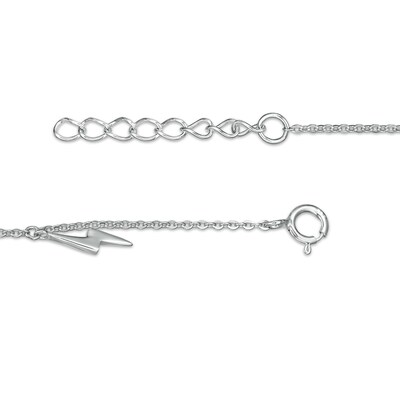 Cubic Zirconia and Lightning Bolt Dangle Alternating Station Anklet in Sterling Silver - 10"