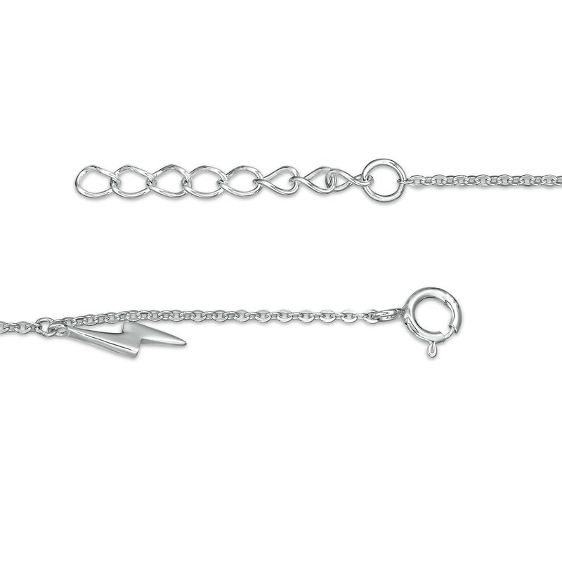 Main Image 2 of Cubic Zirconia and Lightning Bolt Dangle Alternating Station Anklet in Sterling Silver - 10"