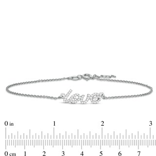 Cubic Zirconia Cursive "love" Anklet in Sterling Silver - 10"