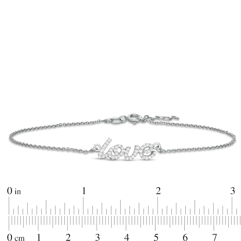 Main Image 3 of Cubic Zirconia Cursive "love" Anklet in Sterling Silver - 10"