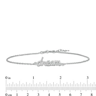Cubic Zirconia Cursive "dream" Anklet in Sterling Silver - 10"