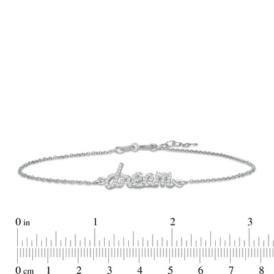 Cubic Zirconia Cursive "dream" Anklet in Sterling Silver - 10"