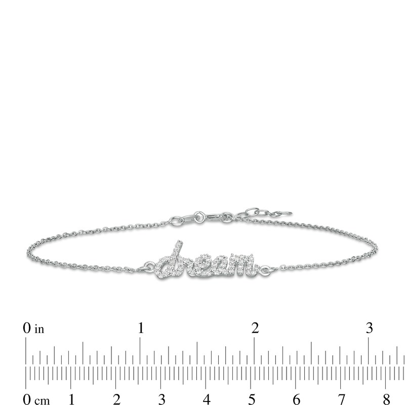 Cubic Zirconia Cursive "dream" Anklet in Sterling Silver - 10"