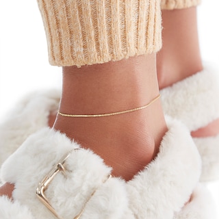 Made in Italy Sparkle Chain Anklet in 10K Solid Gold - 10"