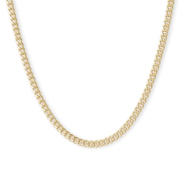 Made in Italy 3.5mm Miami Curb Chain Necklace in 10K Semi-Solid Gold - 24&quot;