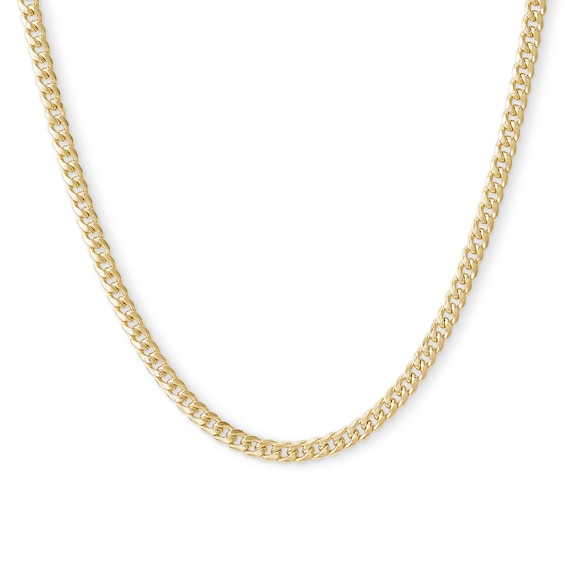 Made in Italy 3.5mm Miami Curb Chain Necklace in 10K Semi-Solid Gold - 24"