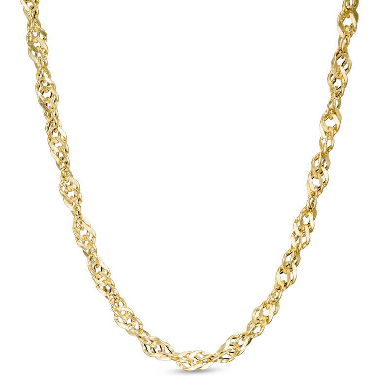 3.7mm Hollow Singapore Chain Necklace in 10K Gold - 18"