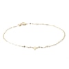 Thumbnail Image 1 of 10K Solid Gold Dainty Cross Mirror Chain Anklet Made in Italy - 9" + .5"